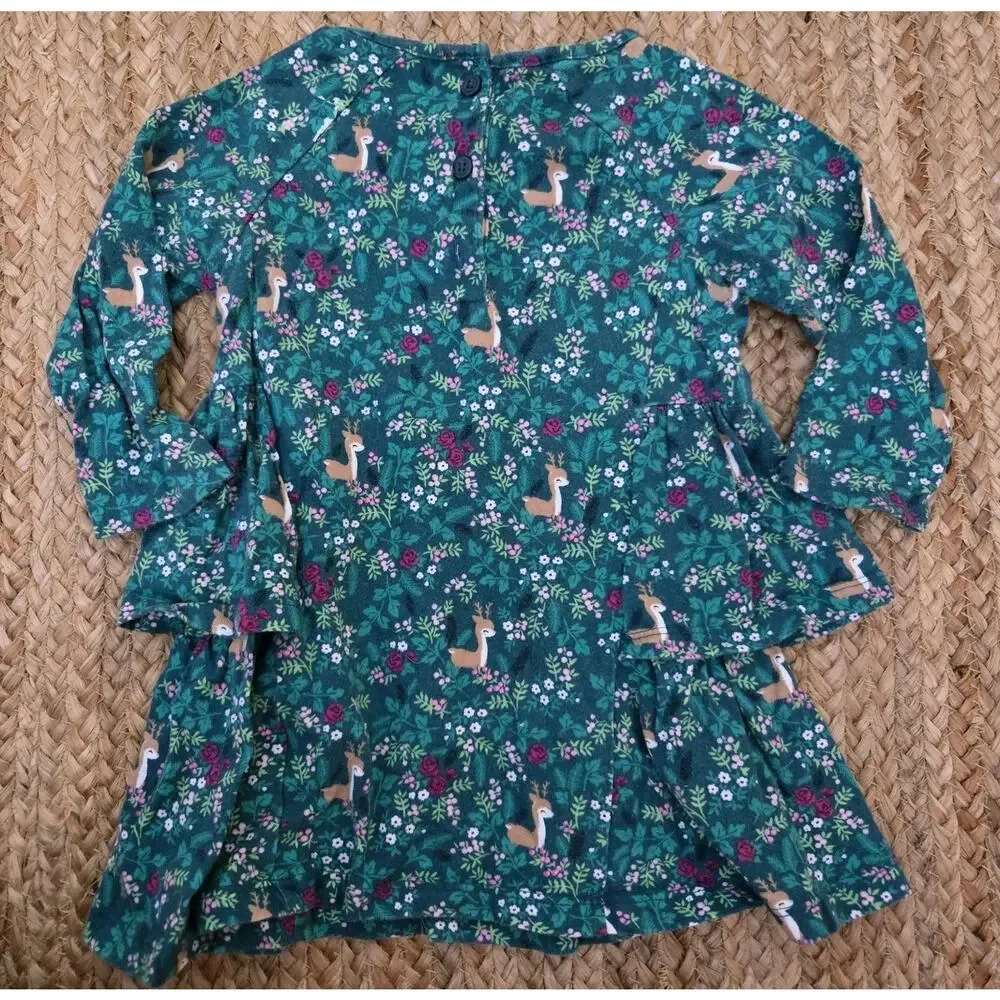 Gymboree Baby Tiered Dress '17‎ Deer Woods Long Sleeves Stretch 12-18mos